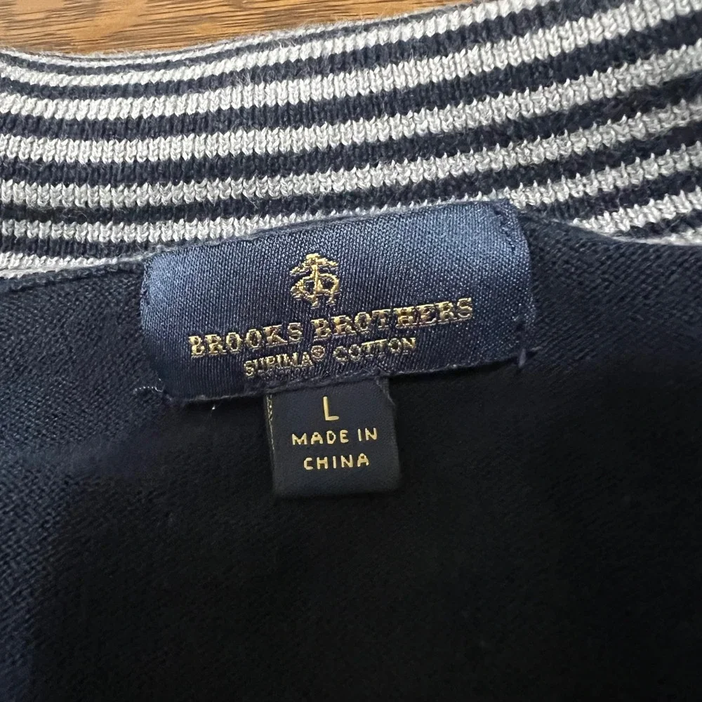 Brooks Brothers Quarter Zip Sweater Mens Large Navy Blue Supima Cotton